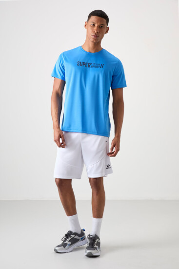 Saks Nefes Alan Dokulu İnce Esnek Standart Fit Erkek Performans T-Shirt - 88385 - TOMMYLIFE (1)