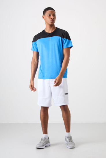 Saks Nefes Alan Dokulu İnce Esnek Standart Fit Erkek Performans T-Shirt - 88386 - TOMMYLIFE (1)