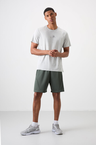 Taş Nefes Alan Jakarlı İnce Esnek Standart Fit Erkek Performans T-Shirt - 88397 - TOMMYLIFE (1)