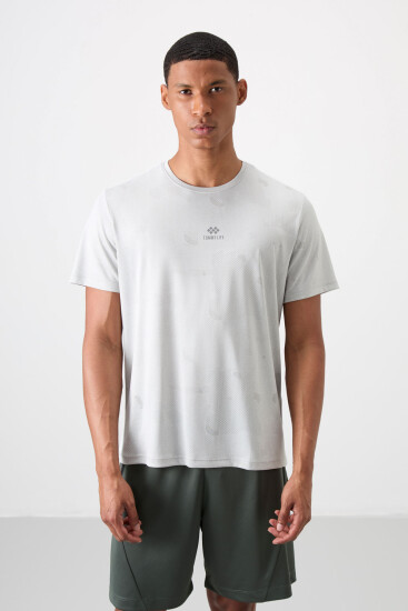 Taş Nefes Alan Jakarlı İnce Esnek Standart Fit Erkek Performans T-Shirt - 88397 