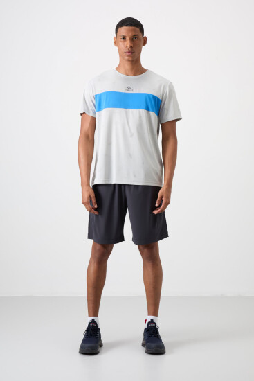 Taş Nefes Alan Jakarlı İnce Esnek Standart Fit Erkek Performans T-Shirt - 88398 - TOMMYLIFE (1)