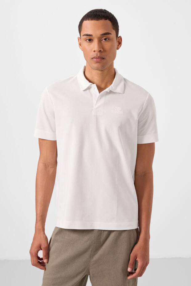 Ekru Standart Kalıp Basic Polo Yaka Erkek T-Shirt - 87748 - 1