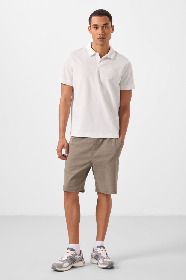 Ekru Standart Kalıp Basic Polo Yaka Erkek T-Shirt - 87748 - 3