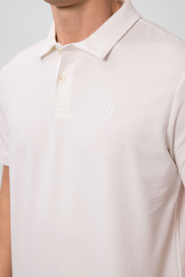 Ekru Standart Kalıp Basic Polo Yaka Erkek T-Shirt - 87768 - 3