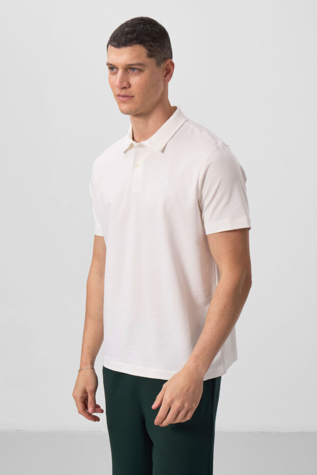 Ekru Standart Kalıp Basic Polo Yaka Erkek T-Shirt - 87768 - 5