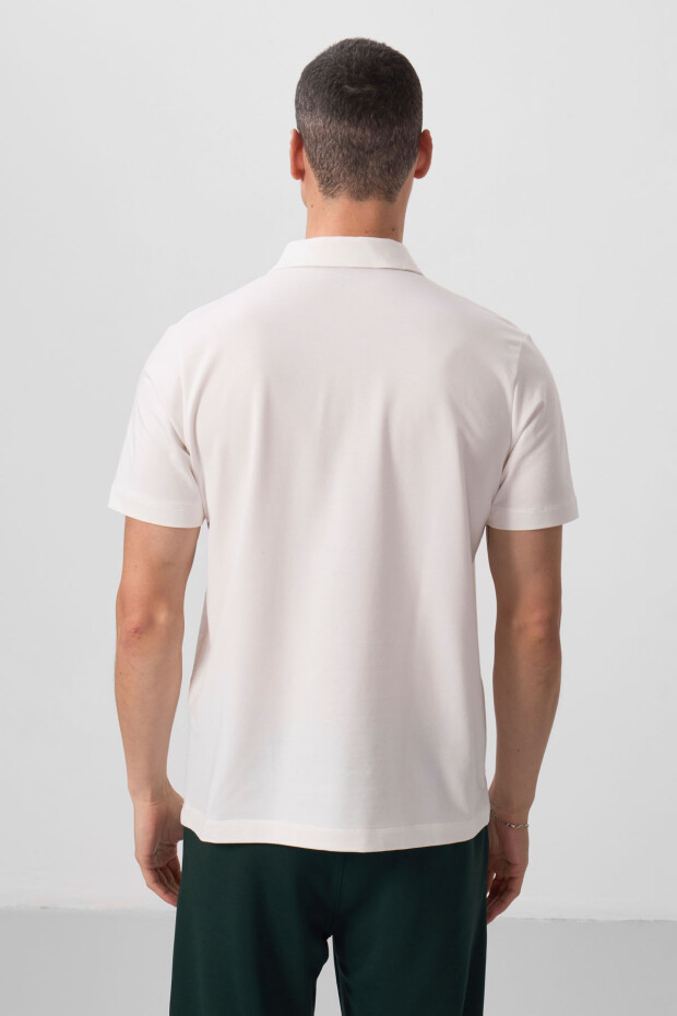 Ekru Standart Kalıp Basic Polo Yaka Erkek T-Shirt - 87768 - 6