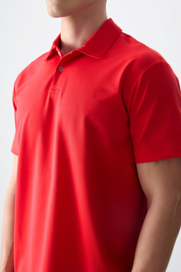 Fiesta Pamuklu Kalın Yumuşak Dokulu Polo Yaka Oversize Fit Basic Erkek T- Shirt - 88381 - 2