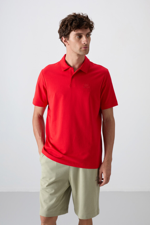 Fiesta Pamuklu Kalın Yumuşak Dokulu Standart Fit Basic Polo Yaka Erkek T-Shirt - 88348 - 3