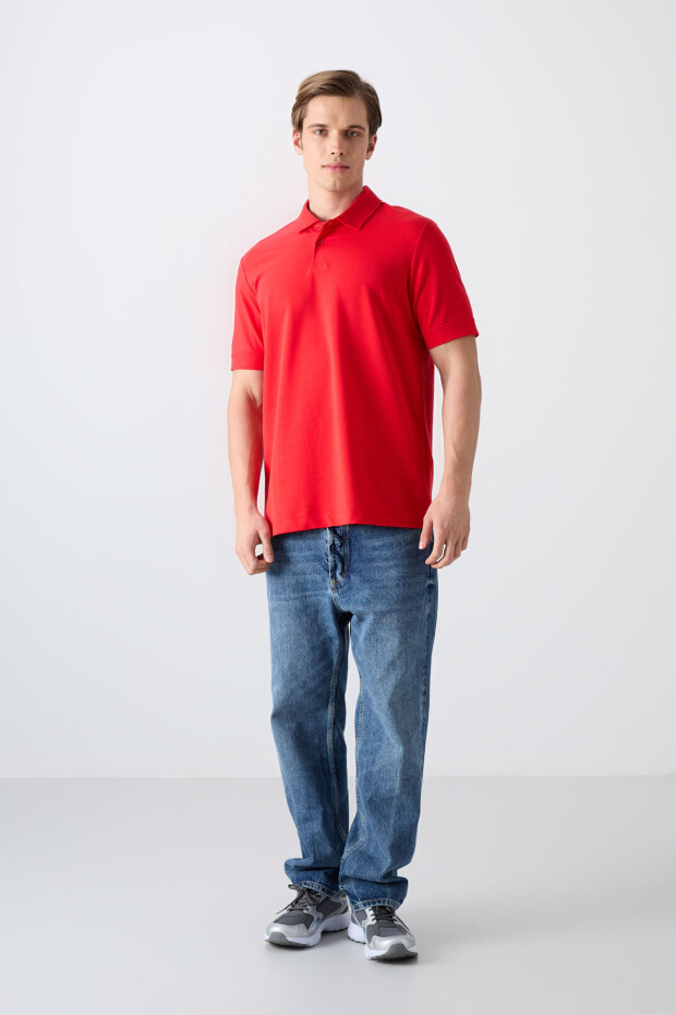 Fiesta Pamuklu Kalın Yumuşak Dokulu Standart Fit Basic Polo Yaka Erkek T-Shirt - 88351
