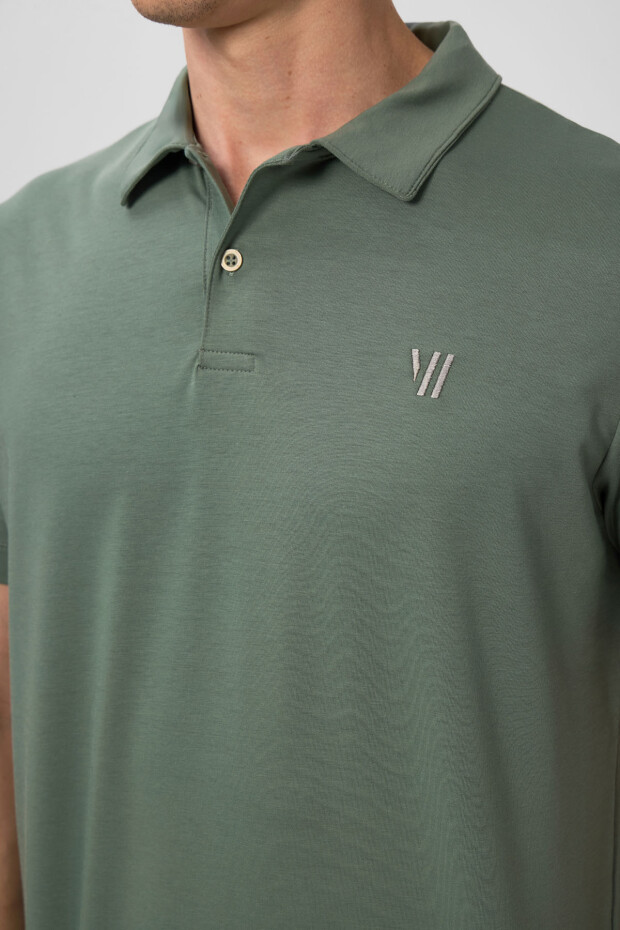Açık Yeşil Standart Kalıp Basic Polo Yaka Erkek T-Shirt - 87768 - 3