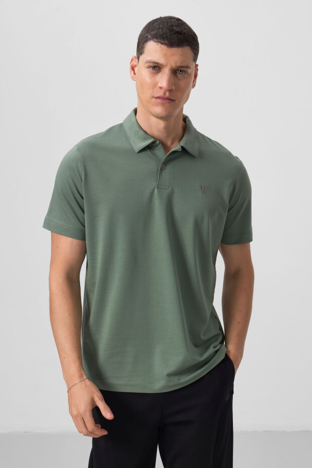 Açık Yeşil Standart Kalıp Basic Polo Yaka Erkek T-Shirt - 87768 - 1