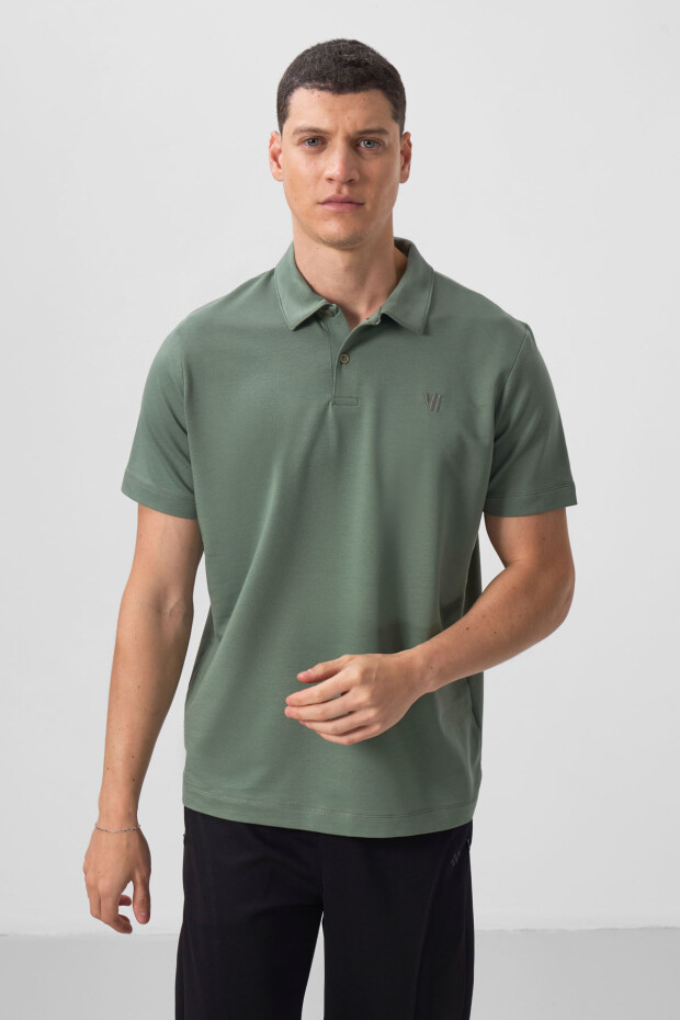 Açık Yeşil Standart Kalıp Basic Polo Yaka Erkek T-Shirt - 87768 - 5