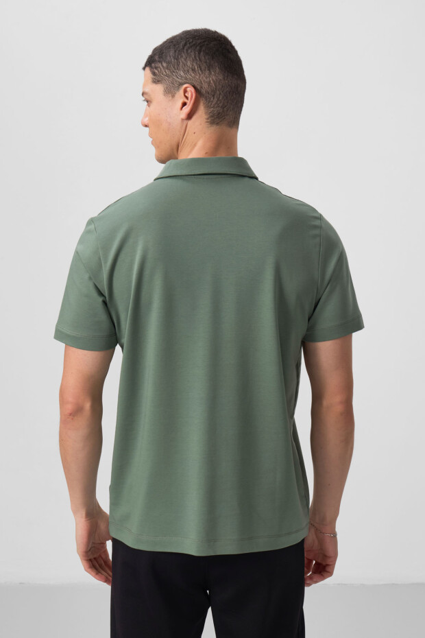 Açık Yeşil Standart Kalıp Basic Polo Yaka Erkek T-Shirt - 87768 - 6