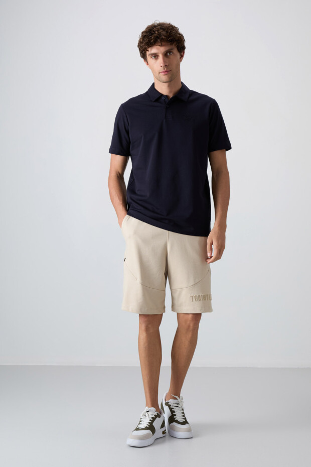 Lacivert Pamuklu Kalın Yumuşak Dokulu Standart Fit Basic Polo Yaka Erkek T-Shirt - 88348 - 2