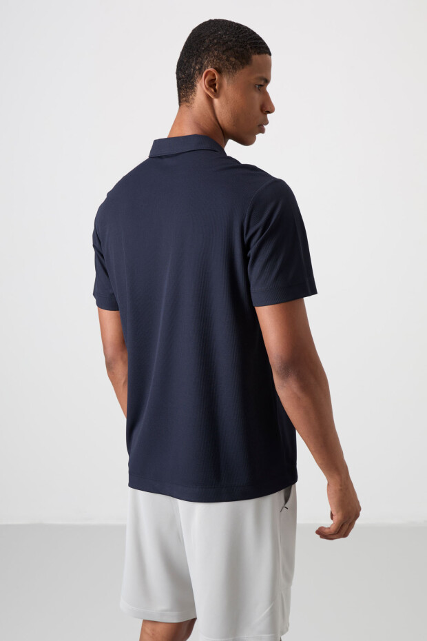 Lacivert Logo Baskılı Standart Kalıp Polo Yaka Aktif Spor Erkek T-Shirt - 88252 - 5