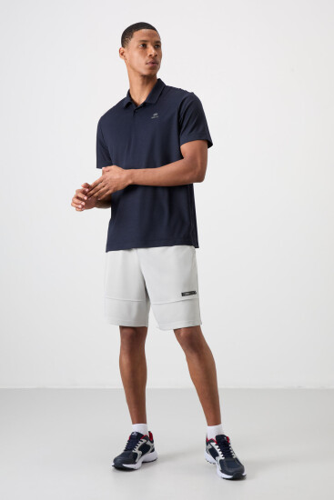 Lacivert Logo Baskılı Standart Kalıp Polo Yaka Aktif Spor Erkek T-Shirt - 88252 - TOMMYLIFE (1)