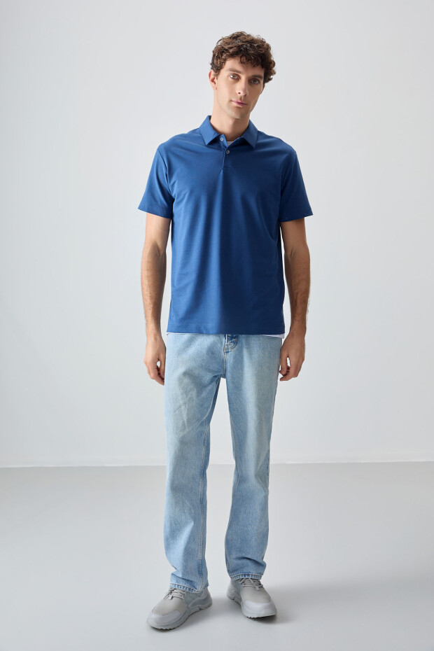 Parlament Pamuklu Kalın Yumuşak Dokulu Polo Yaka Oversize Fit Basic Erkek T- Shirt - 88381 - 3