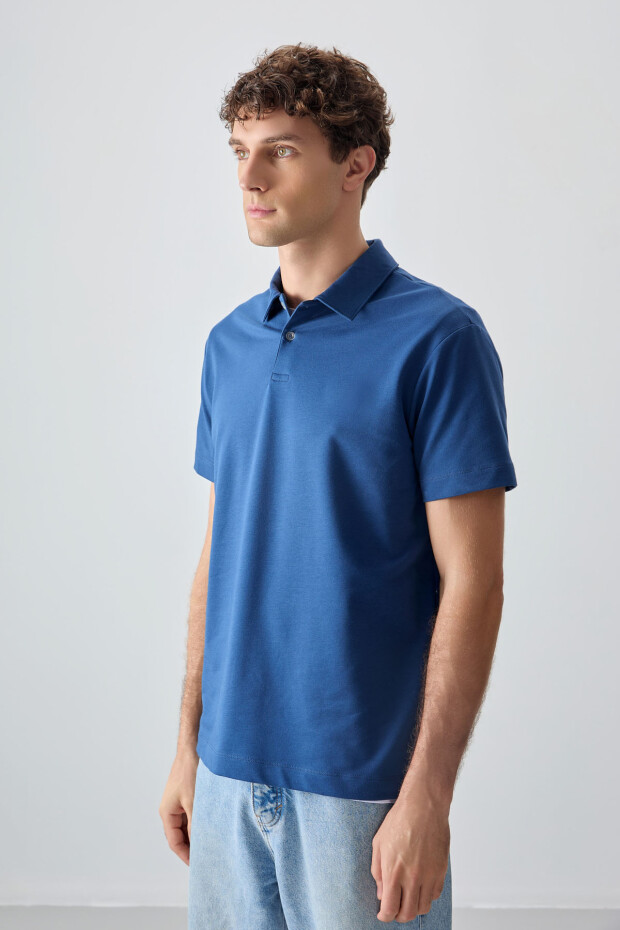 Parlament Pamuklu Kalın Yumuşak Dokulu Polo Yaka Oversize Fit Basic Erkek T- Shirt - 88381 - 4