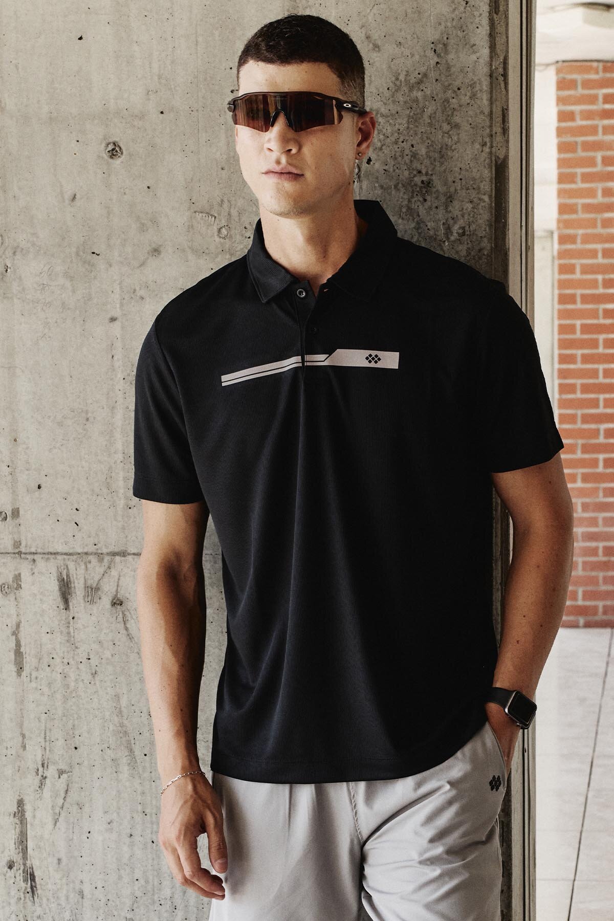 Siyah Nefes Alan Dokulu İnce Esnek Standart Fit Polo Yaka Erkek Performans T-Shirt - 88393 - TOMMYLIFE