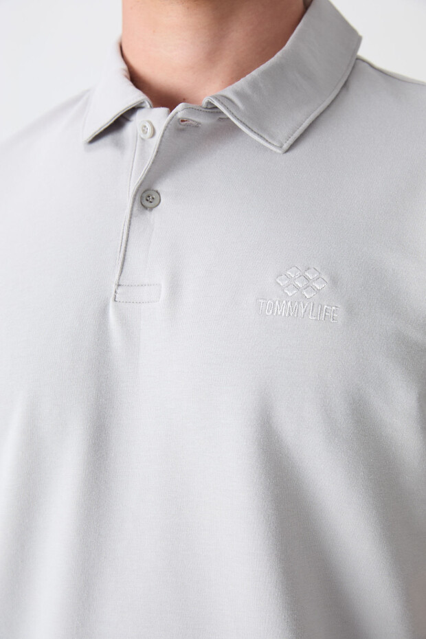 Taş Pamuklu Kalın Yumuşak Dokulu Standart Fit Basic Polo Yaka Erkek T-Shirt - 88348 - 3