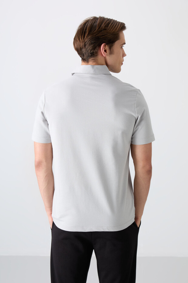 Taş Pamuklu Kalın Yumuşak Dokulu Standart Fit Basic Polo Yaka Erkek T-Shirt - 88348 - 5