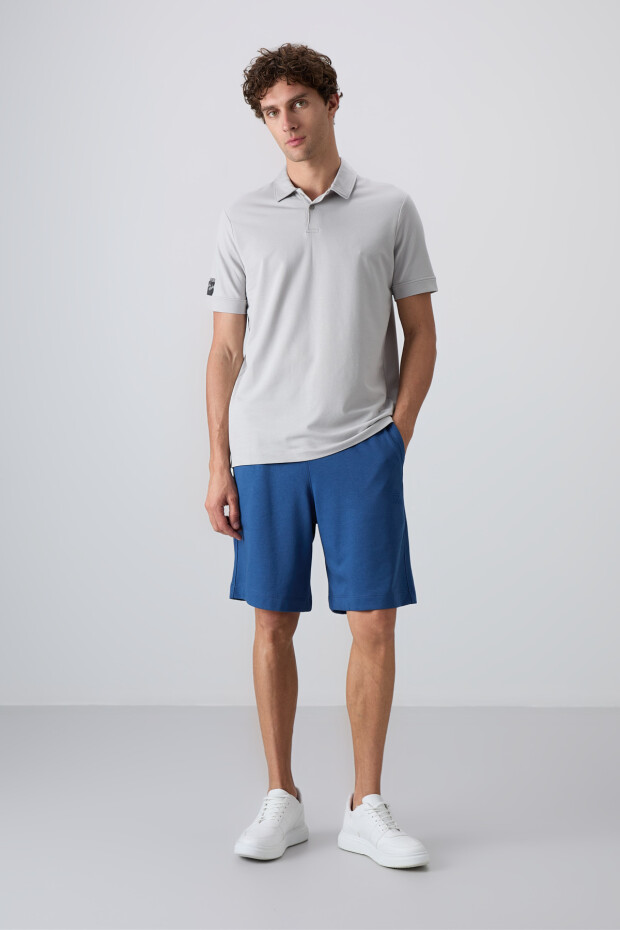 Taş Pamuklu Kalın Yumuşak Dokulu Standart Fit Basic Polo Yaka Erkek T-Shirt - 88351