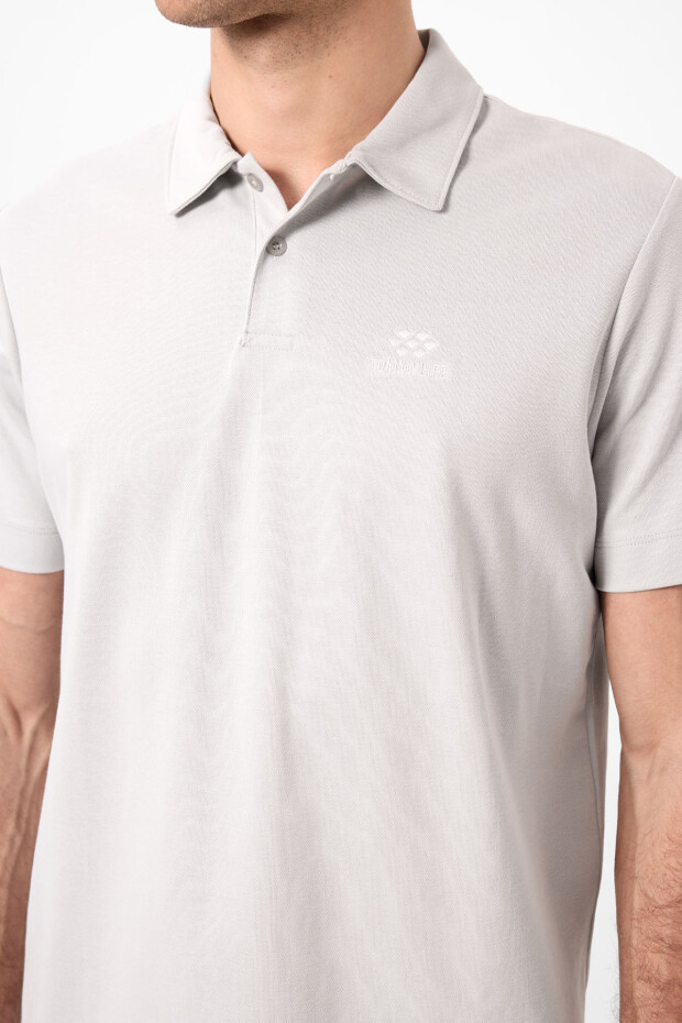 Taş Basic Logolu Standart Kalıp Triko Polo Yaka Erkek T-Shirt - 87748