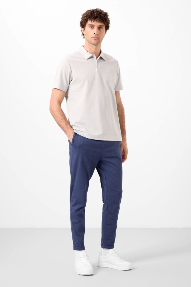 Taş Basic Logolu Standart Kalıp Triko Polo Yaka Erkek T-Shirt - 87748
