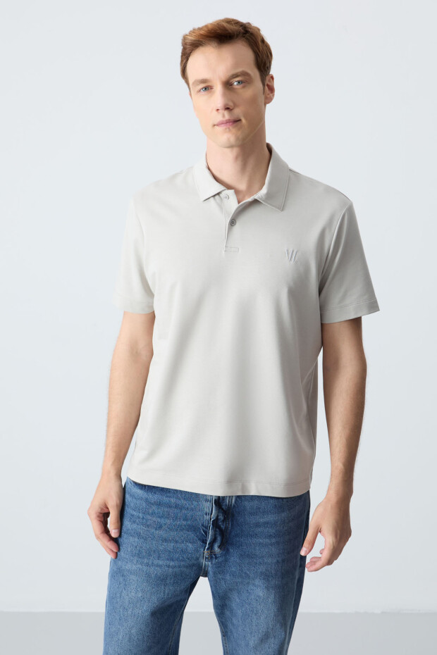 Taş Basic Göğüs Logolu Standart Kalıp Triko Polo Yaka Erkek T-Shirt - 87768