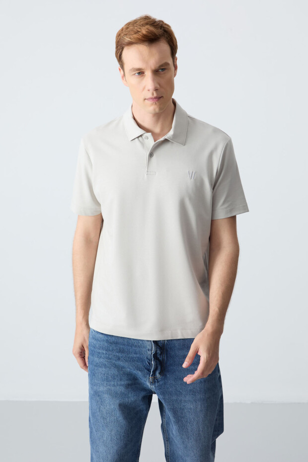 Taş Basic Göğüs Logolu Standart Kalıp Triko Polo Yaka Erkek T-Shirt - 87768