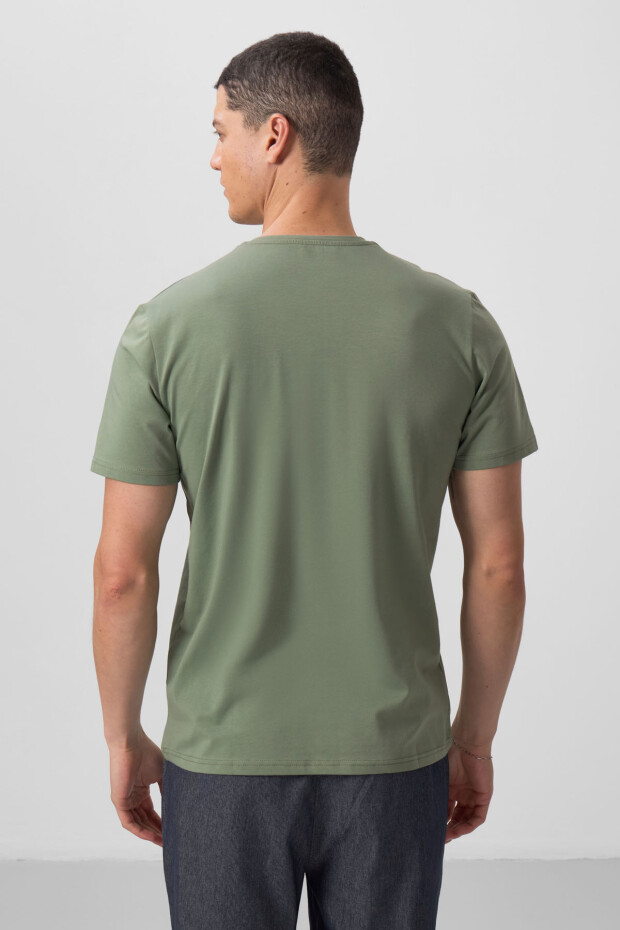 Açık Yeşil Basic Kısa Kol Standart Kalıp V Yaka Erkek T-Shirt - 87912 - 6