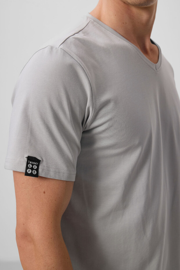 Taş Basic Kısa Kol Standart Kalıp V Yaka Erkek T-Shirt - 87912 - 4