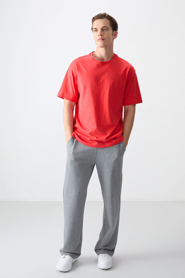 Fiesta %100 Pamuk Kalın Yumuşak Dokulu Oversize Fit Basic Erkek T-Shirt - 88353 - 5