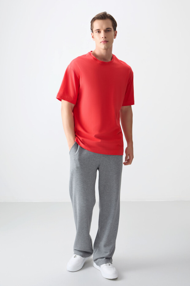 Fiesta %100 Pamuk Kalın Yumuşak Dokulu Oversize Fit Basic Erkek T-Shirt - 88353 - 3