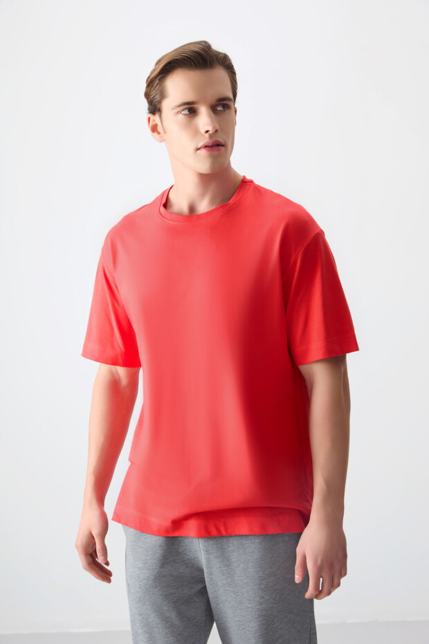 Fiesta %100 Pamuk Kalın Yumuşak Dokulu Oversize Fit Basic Erkek T-Shirt - 88353 - 4