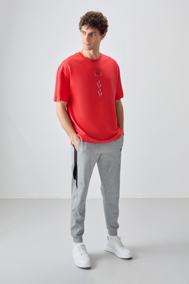 Fiesta %100 Pamuk Kalın Yumuşak Dokulu Oversize Fit Baskılı Erkek T-Shirt - 88355 - 2