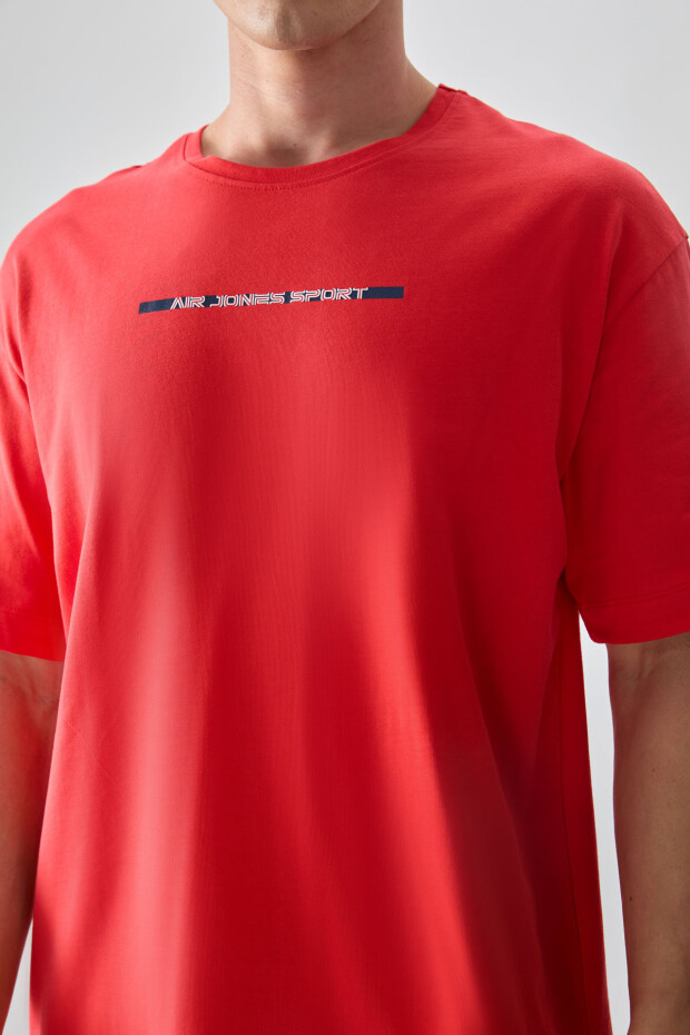 Fiesta %100 Pamuk Kalın Yumuşak Dokulu Oversize Fit Baskılı Erkek T-Shirt - 88358 - 2