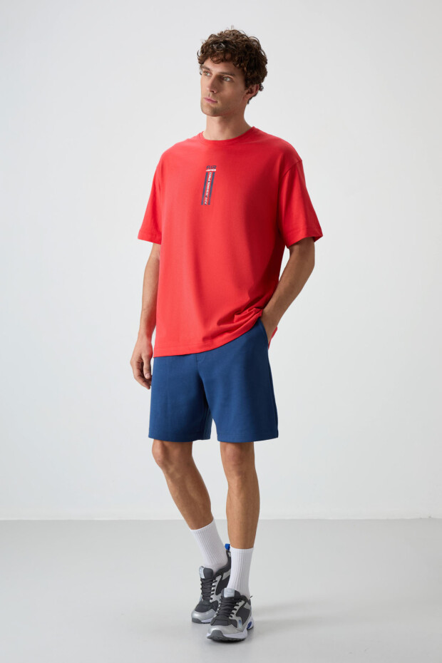 Fiesta %100 Pamuk Kalın Yumuşak Dokulu Oversize Fit Baskılı Erkek T-Shirt - 88360 - 4