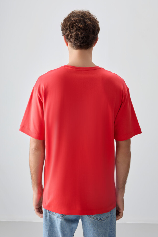 Fiesta %100 Pamuk Kalın Yumuşak Dokulu Oversize Fit Baskılı Erkek T-Shirt - 88361 - 4