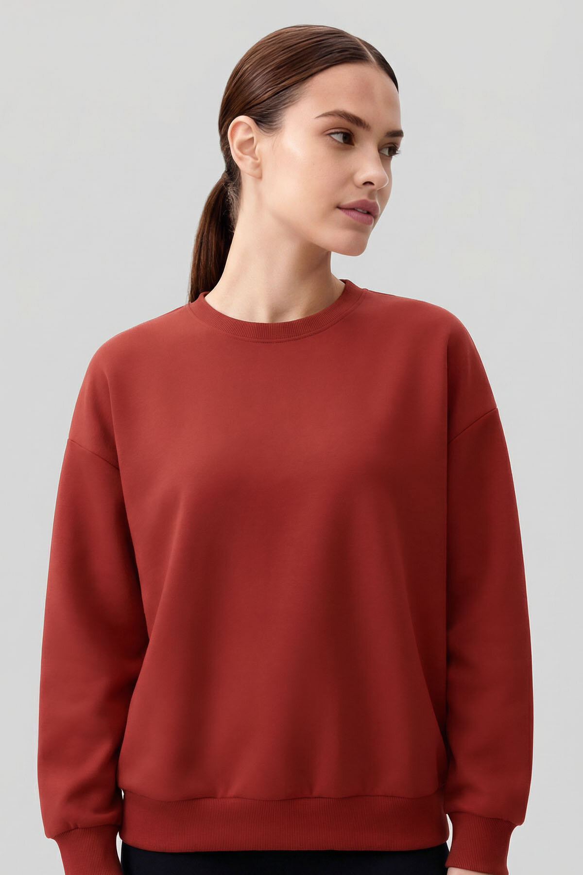 Fiesta Basic O Yaka Oversize Kadın Sweatshirt - 97053 - TOMMYLIFE