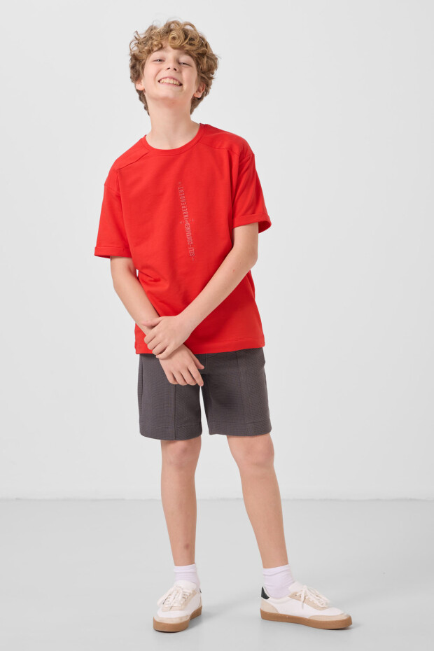 Fiesta Pamuklu Yumuşak Dokulu Oversize Baskılı Erkek Çocuk T-Shirt - 11301 - 2