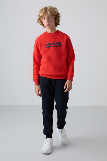 Fiesta Pamuklu Kalın İçi Tüylü Yumuşak Dokulu Standart Fit Baskılı Erkek Çocuk Sweatshirt - 11216 - TOMMYLIFE (1)