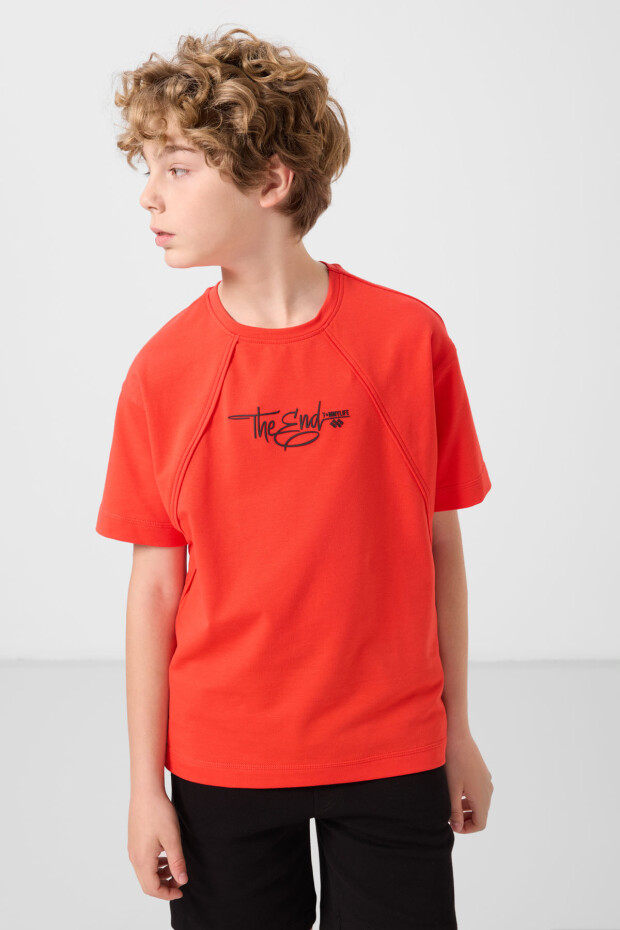 Fiesta Pamuklu Yumuşak Dokulu Oversize Baskılı Erkek Çocuk T-Shirt - 11285 - 3