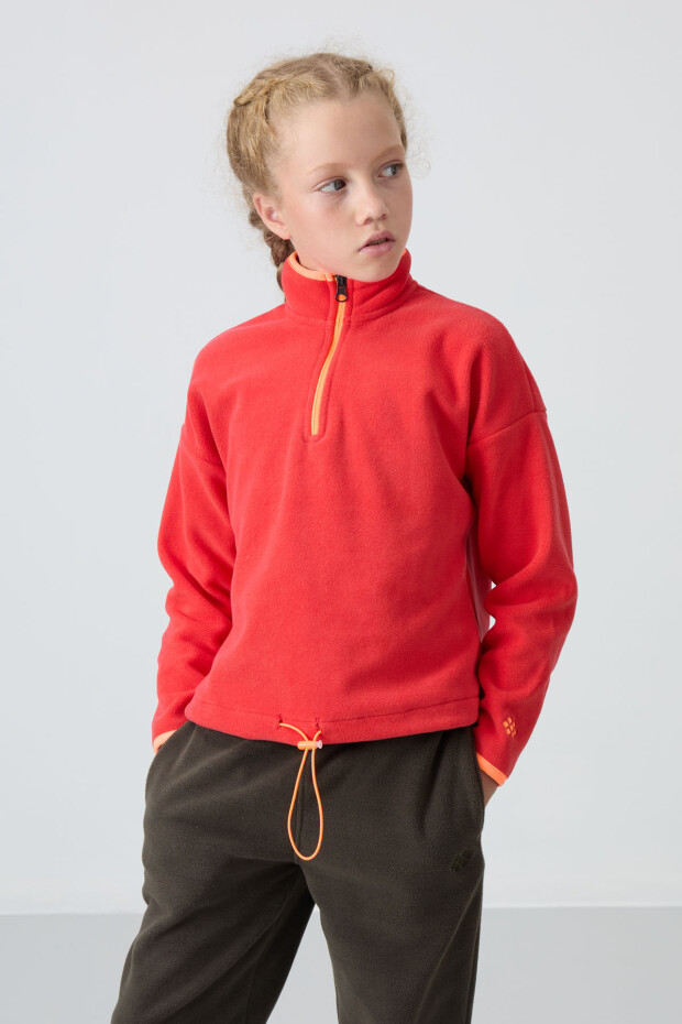 Fiesta Kalın Yumuşak Dokulu Standart Fit Nakışlı Polar Kız Çocuk Sweatshirt - 75151 - 1