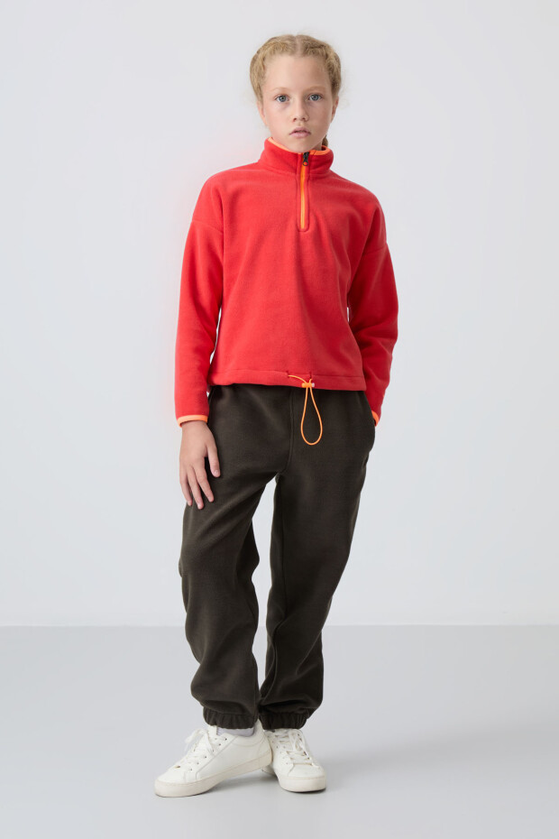 Fiesta Kalın Yumuşak Dokulu Standart Fit Nakışlı Polar Kız Çocuk Sweatshirt - 75151 - 4