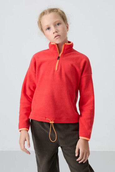 Fiesta Kalın Yumuşak Dokulu Standart Fit Nakışlı Polar Kız Çocuk Sweatshirt - 75151 - TOMMYLIFE (1)