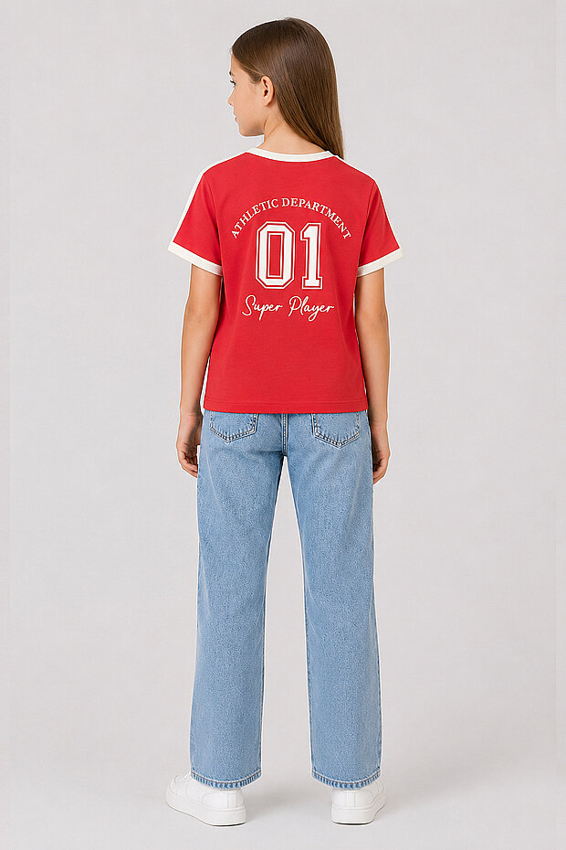Fiesta Omuz Biye Detaylı Baskılı Kız Çocuk T-Shirt - 75181 - 5