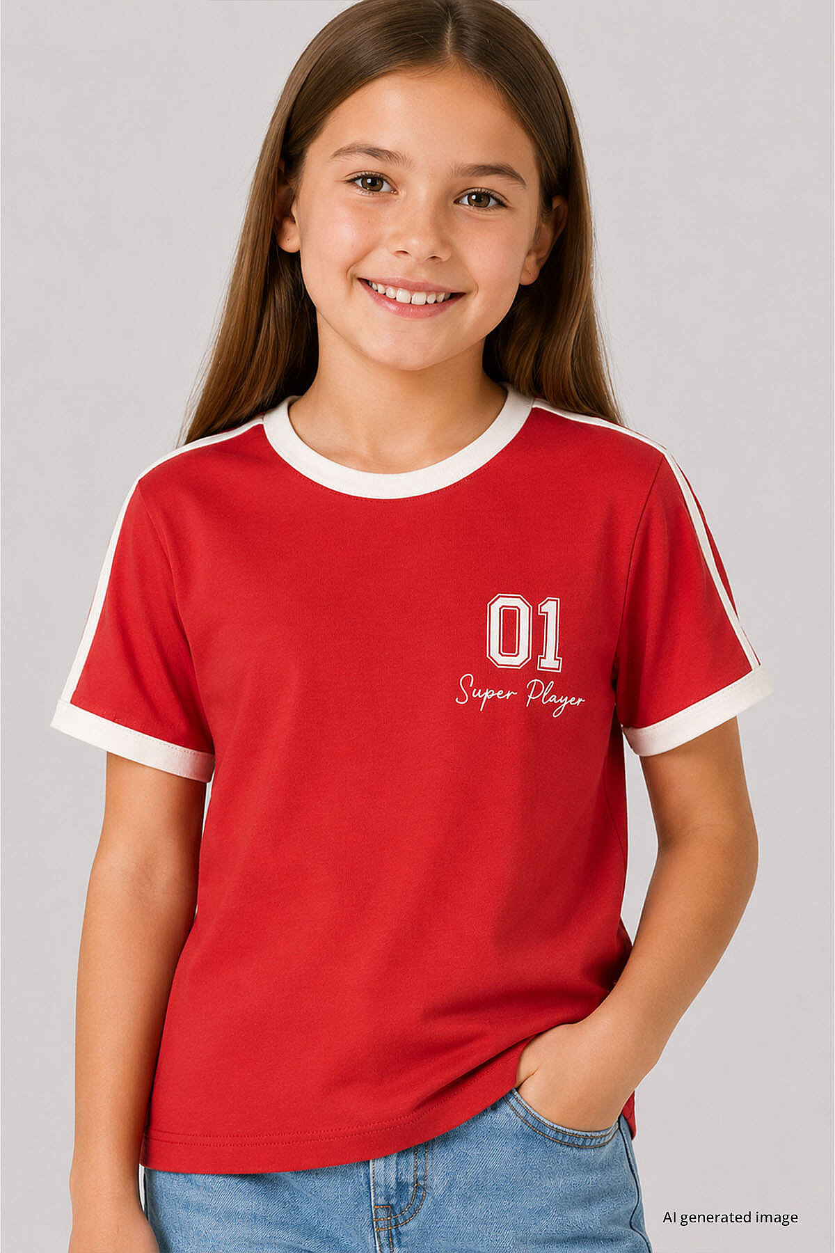 Fiesta Omuz Biye Detaylı Baskılı Kız Çocuk T-Shirt - 75181 - TOMMYLIFE