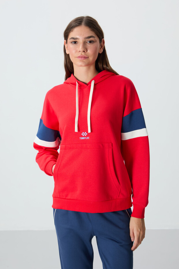 Fiesta Kompakt Pamuklu Kalın Pürüzsüz Dokulu Kapüşonlu Standart Kalıp Kadın Sweatshirt - 97290 - 4