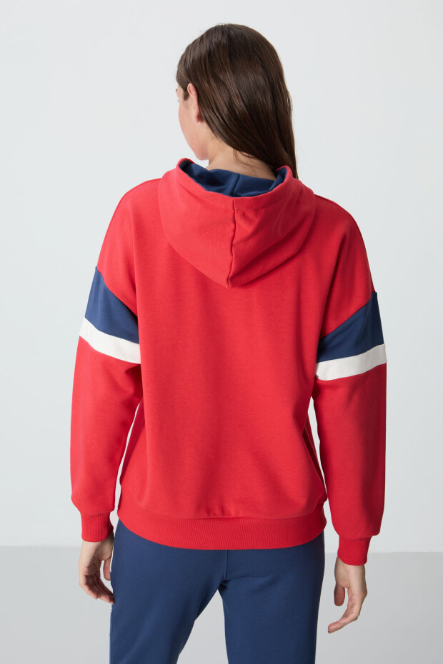 Fiesta Kompakt Pamuklu Kalın Pürüzsüz Dokulu Kapüşonlu Standart Kalıp Kadın Sweatshirt - 97290 - 5